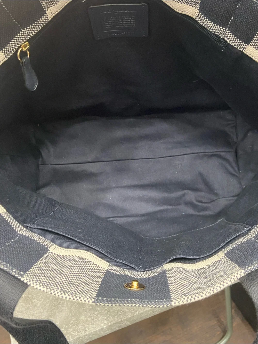 Coach Tote with Buffalo Plaid Print EUC